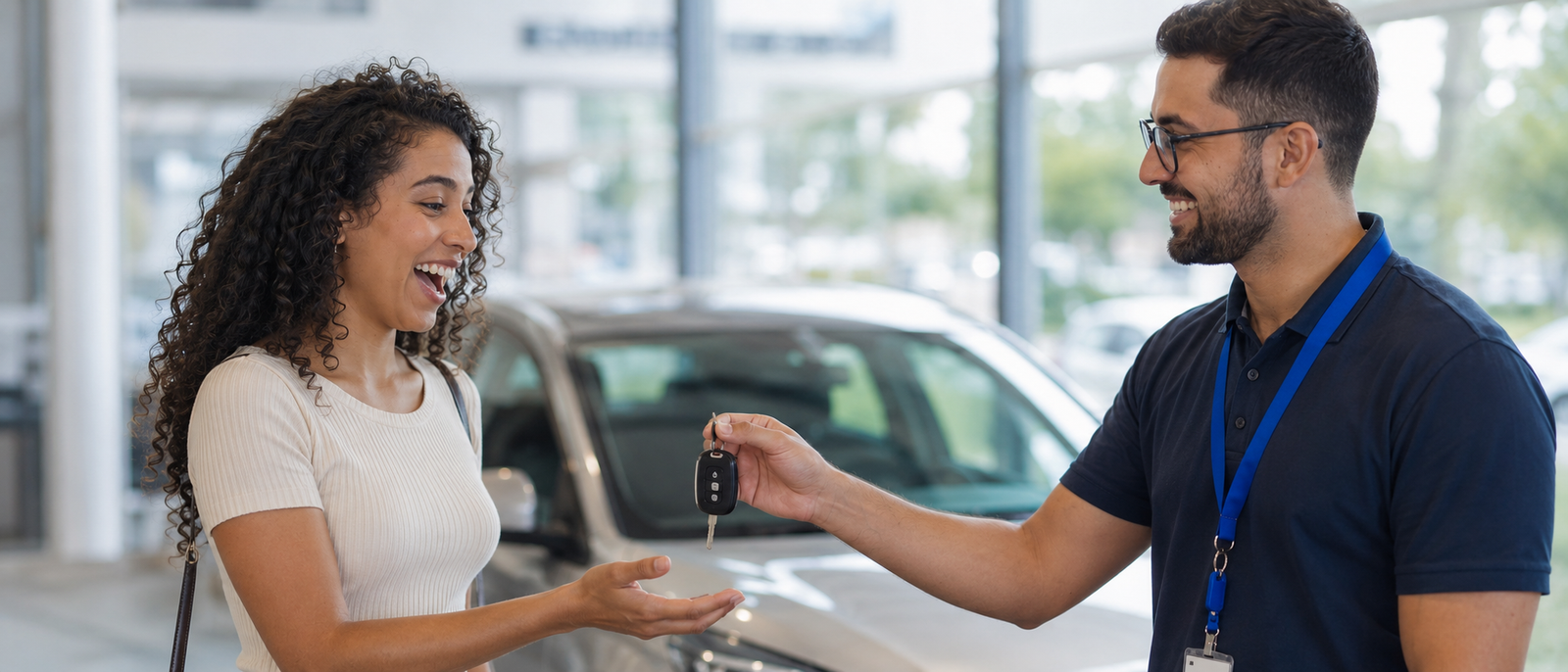 Cliente recebendo a chave do carro